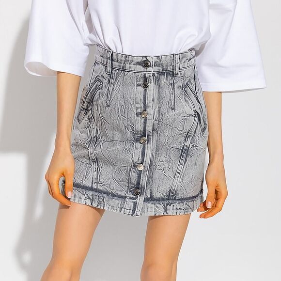 IRO Lanas Light Gray Denim Mini Skirt Size 38 - Picture 1 of 7